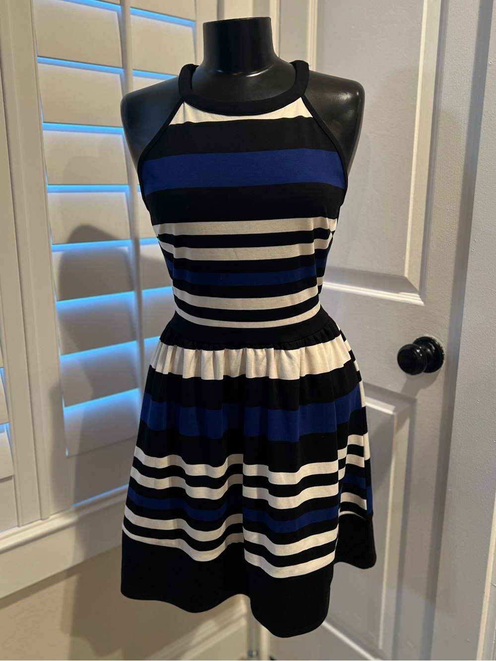 NWT Striped Halter Neck Blue & Black Women’s Dress
